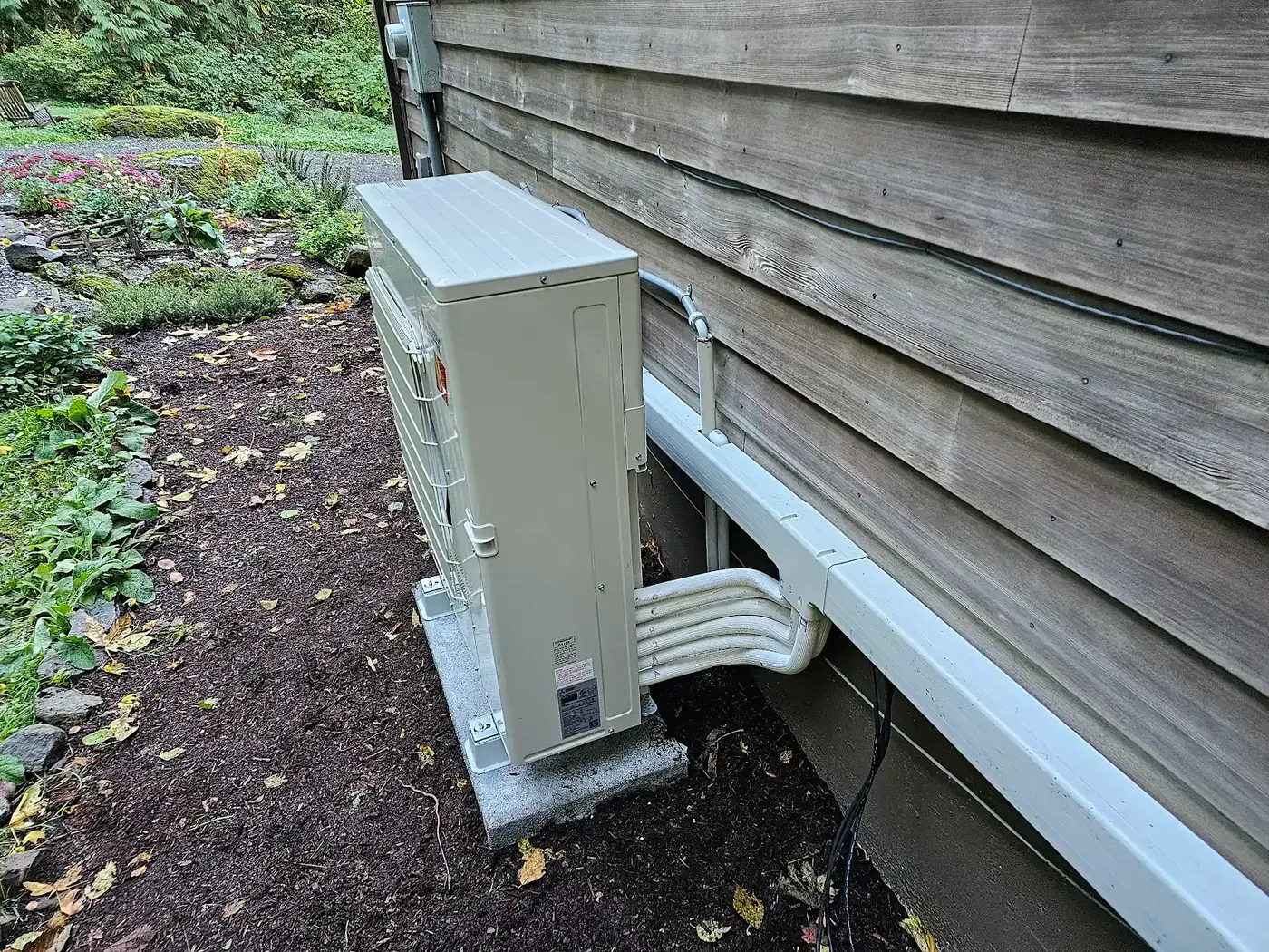 Mitsubishi Electric ductless heat pump outdoor unit installed in Vancouver, Washington by Imperial Heating and Cooling
